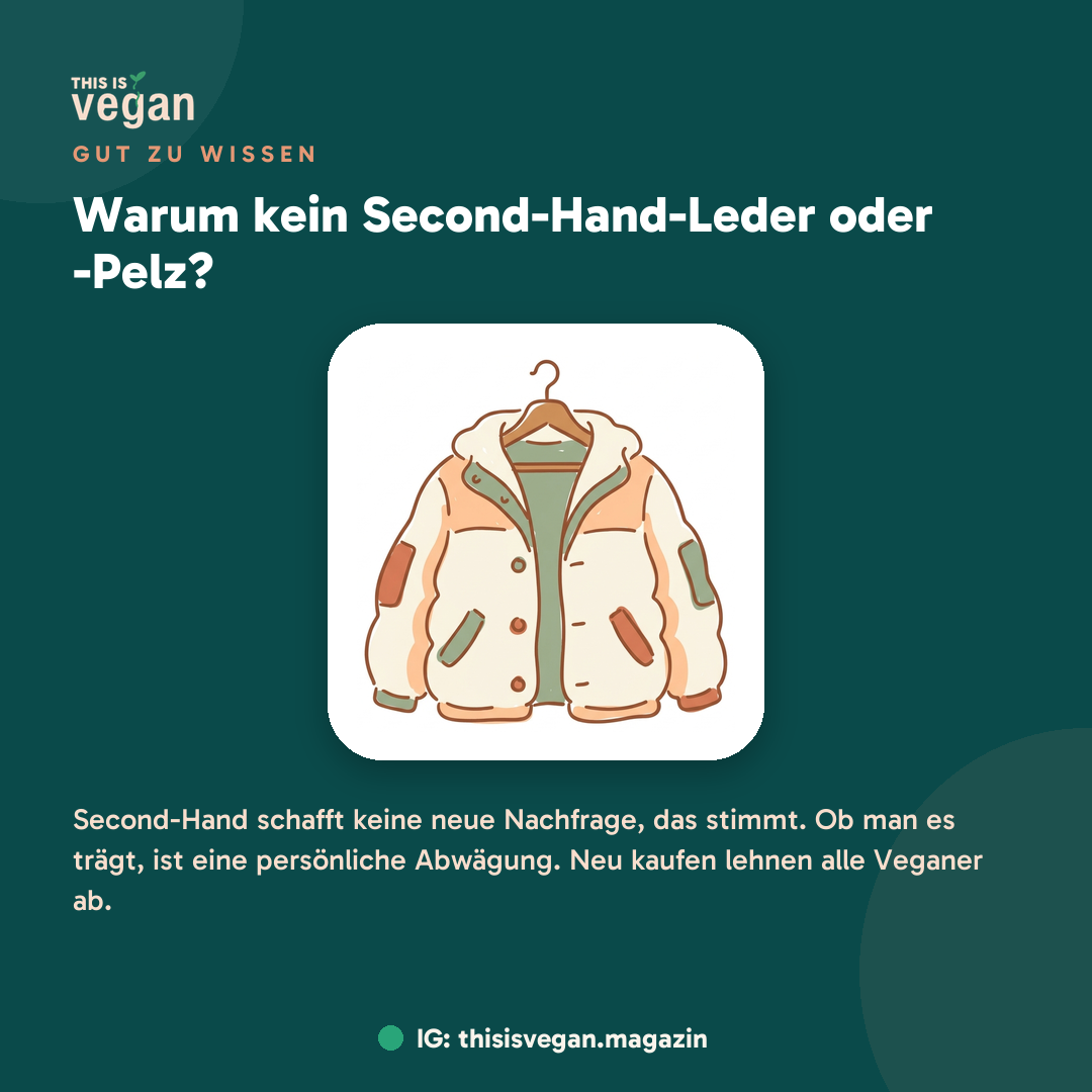 Warum tragen manche Veganer kein Second-Hand-Leder oder -Pelz?, Infografik von This Is Vegan