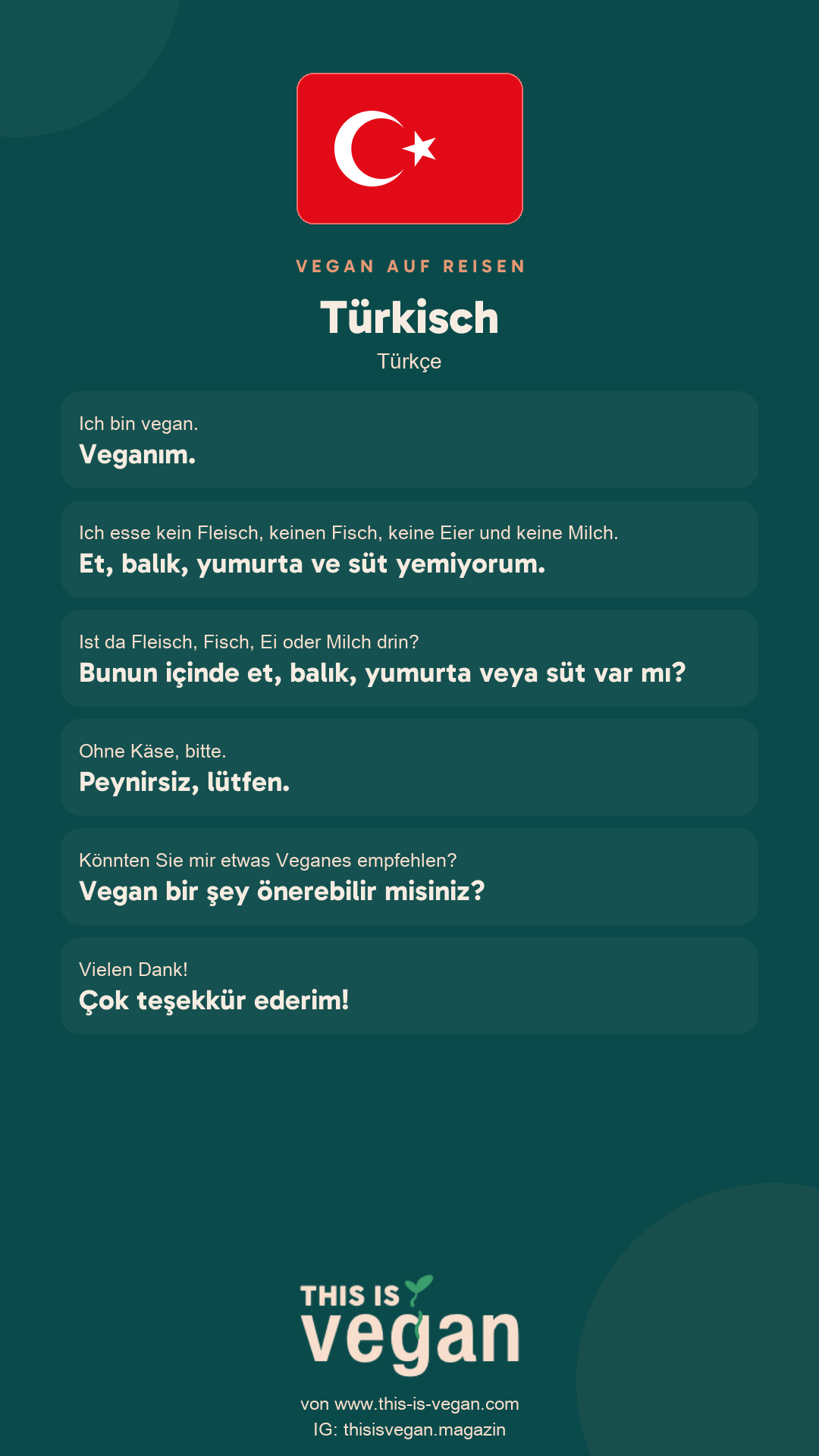 Vegane Sätze auf Türkisch, Karte zum Speichern von This Is Vegan